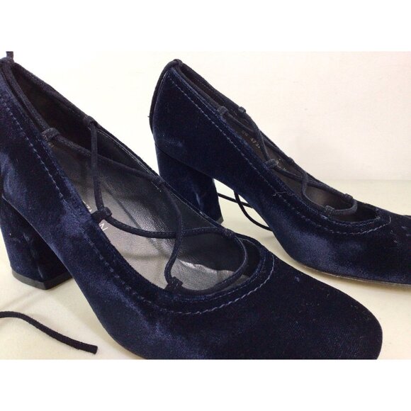Stuart Weitzman Blue Velvet Heels Lace Up Womens 9 - Picture 4 of 10